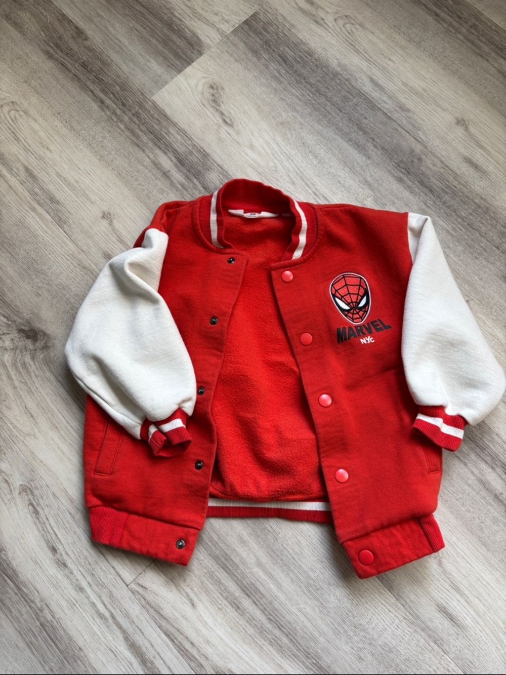 Marvel Red & White Spider-Man Kids Letterman Jacket